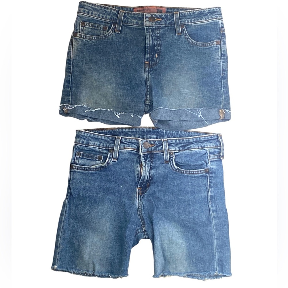 2 pairs vintage distressed denim cut off jean shorts